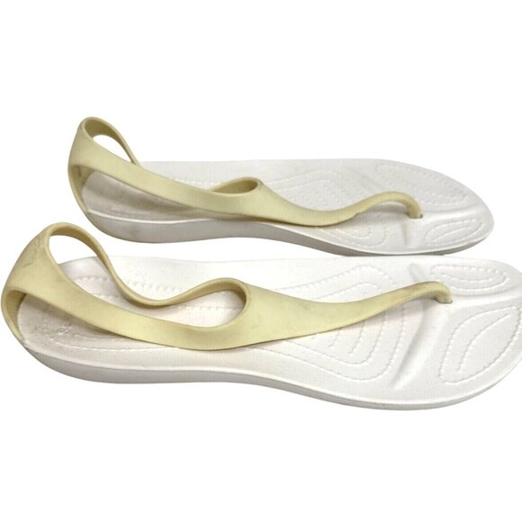 Crocs Womens Size 7 Beige & White Water Sandals - Picture 3 of 7
